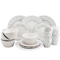 Elama Retro Chic 16 Piece Glazed Stoneware Dinnerware Set - White