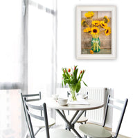 "Country Sunflowers I" By Anthony Smith - Ready to Hang Framed Print - White Frame