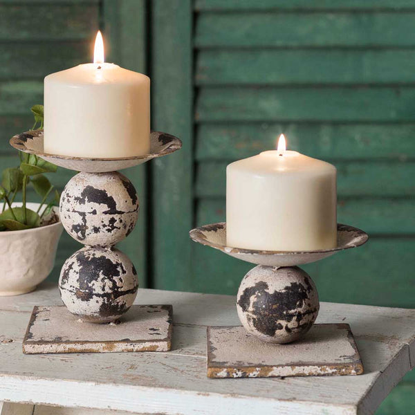 Spheres Pillar Candle Holders - Set Of 2 - Coffin's Mercantile, LLC