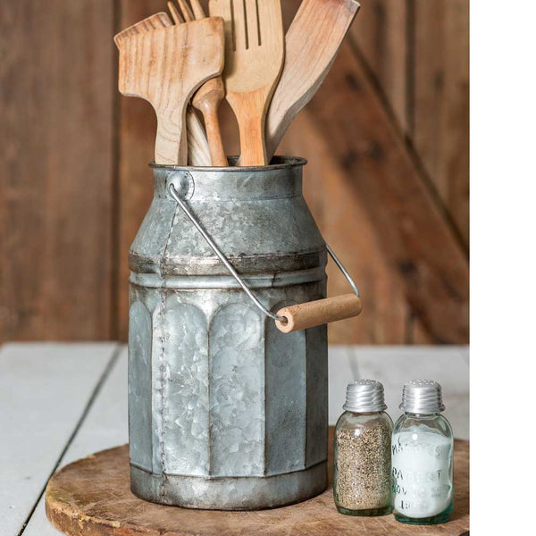 Galvanized Milk Can With Handle - Coffin's Mercantile, LLC
