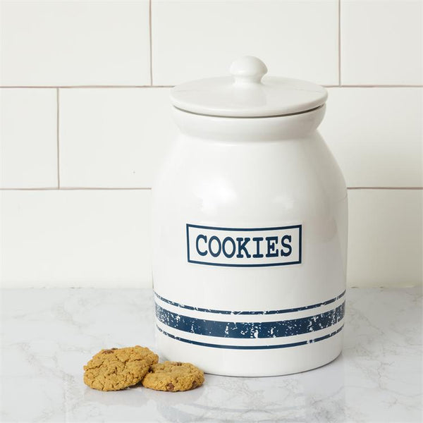 Cookie Jar With Blue Stripe