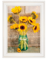 "Country Sunflowers I" By Anthony Smith - Ready to Hang Framed Print - White Frame